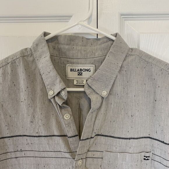Billabong ZZ Mens Shirt Size L Short Sleeve Cotton Textured Print Button-Down - Picture 10 of 10